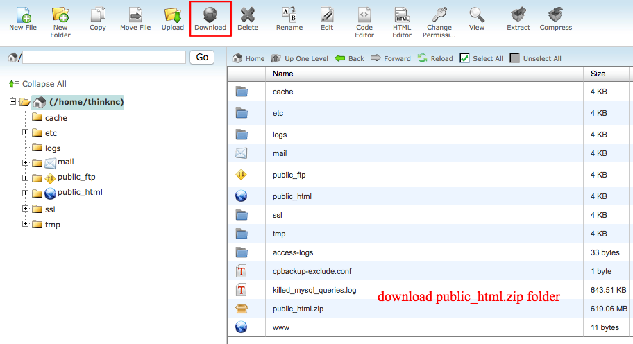 download public html zip compressed folder